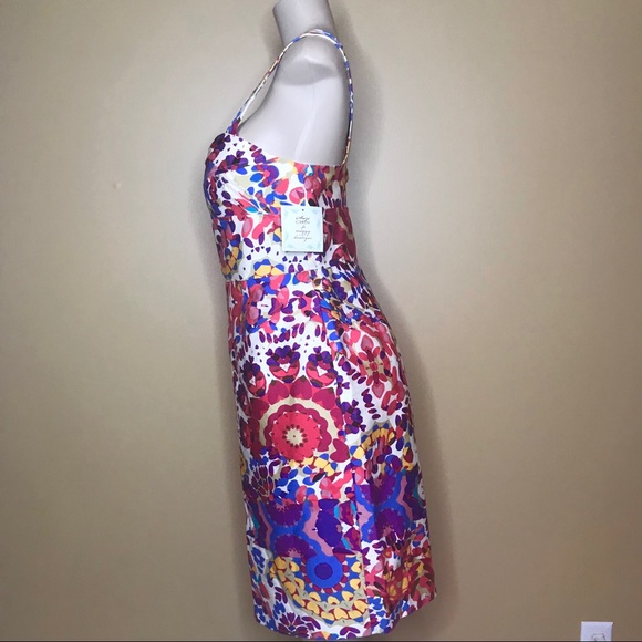 Suzi Chin Maggy Boutique Colorful Slip-on Bodycon Silhouette Fitted Dress 12 NWT - Picture 2 of 5